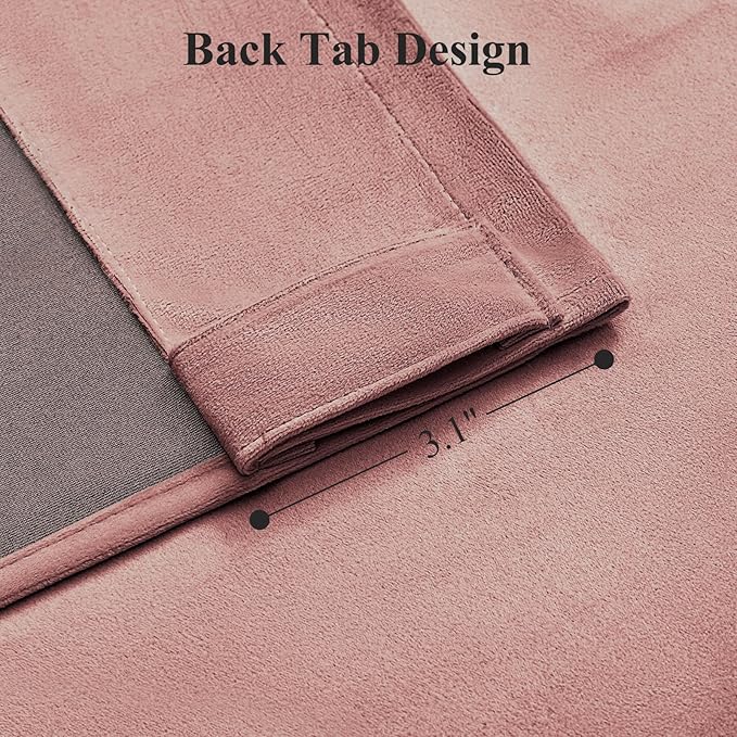 Dusty Rose Pink Velvet Curtains for Girls Bedroom, Thermal Insulated Room Darkening Velvet Curtain 84 Inches Long Luxury Window Drapes for Living Room, Back Tab Rod Pocket, W52 x L84, 2 Panels