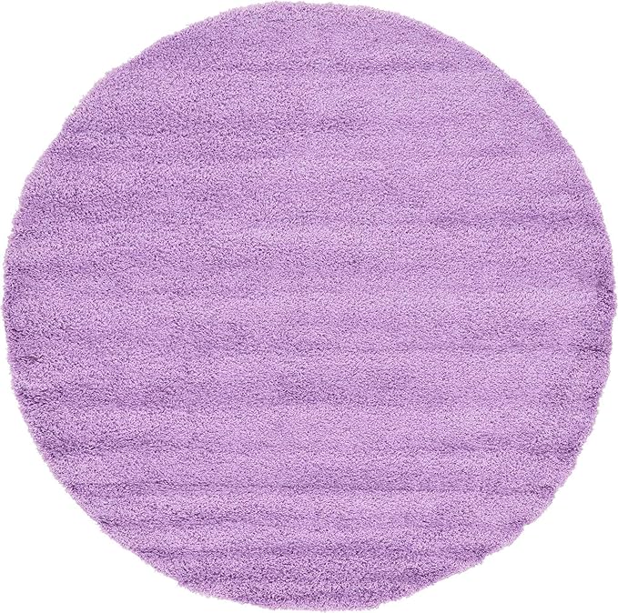 Unique Loom Solid Shag Collection Area Rug (8' Round, Lilac)