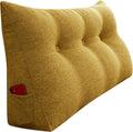 homecozy Wedge Headboard Pillow Dorm Room Reading Pillow Back Support for Sitting Up in Bed Bolster Lumbar Cushion Body Positioning Bedrest Cotton Linen 39in Yellow Twin
