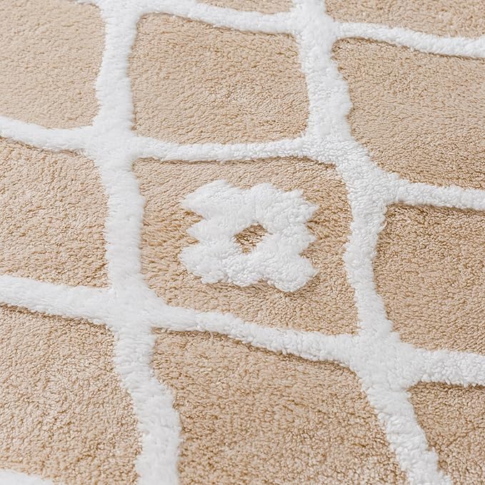 Beige 6x9 Area Rug Moroccan Shag Living Room Washable Carpet Soft Non Shedding Neutral Boho Plush Pile Modern Large Throw Rug for Office Bedroom Dining Room Playroom