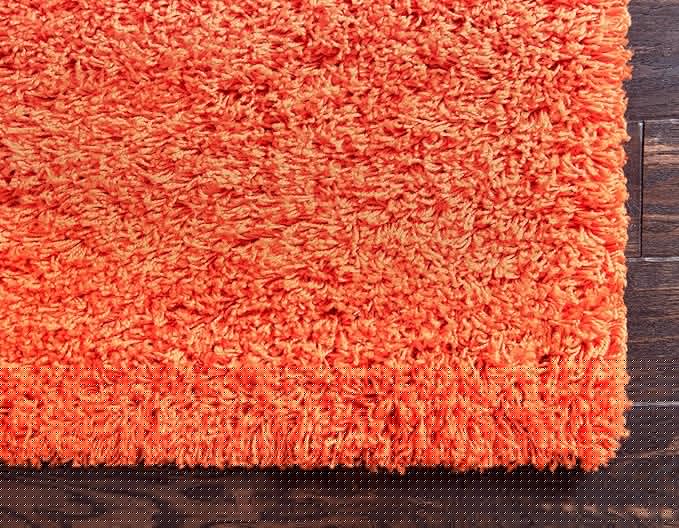 Unique Loom Solid Shag Collection Area Rug (2' 6" x 19' 8" Runner, Tiger Orange)