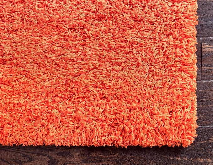 Unique Loom Solid Shag Collection Area Rug (3' 3" x 5' 3" Rectangle, Tiger Orange)