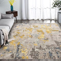 vivorug Washable Rug, Ultra Soft Area Rug 6x9, Non Slip Abstract Rug Carpet, Stain Resistant Rugs for Living Room Bedroom, Modern Fluffy Rug (Grey/Mustard, 6'x9')