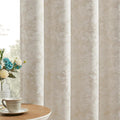 Beauoop Beige Floral Jacquard Blackout Curtains 63 Inches Long 2 Panels for Bedroom Living Room Chenille Flower Room Darkening Thermal Soundproof Rod Pocket Back Tab Window Treatments Drapes, 52x63
