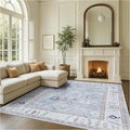 Fame Rugs Gray Modern Oushak Rug 8x10, Vintage Turkish Colorful Oriental Washable Antique Inspired Large Area Rugs, Luxury Living Room Bedroom (Gbeige, 7'6 x 10')