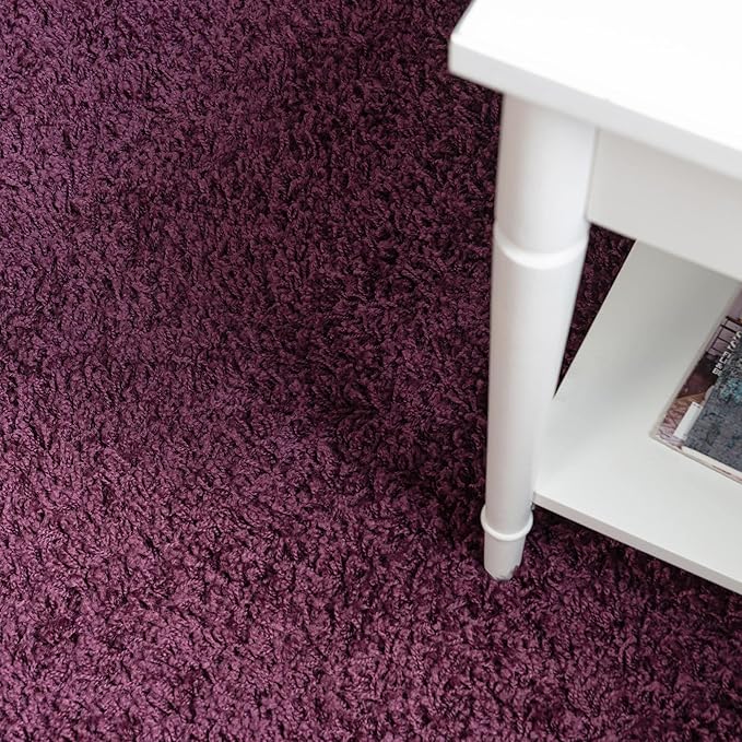 Unique Loom Solid Shag Collection Area Rug (6' 1" Round, Eggplant Purple)
