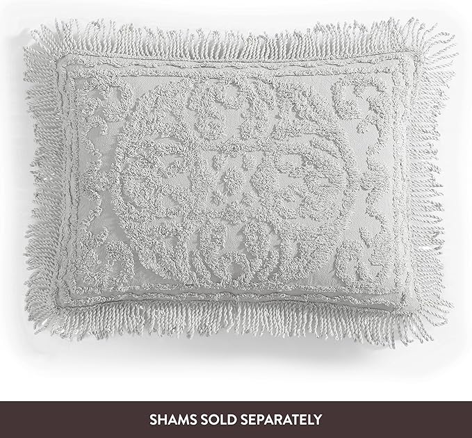 Beatrice Home Fashions Medallion Chenille Bedspread, Full, Gray