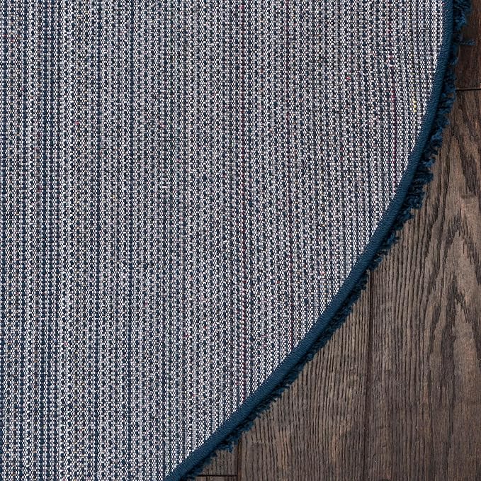 Unique Loom Solid Shag Collection Area Rug (3' 3" Round, Sapphire Blue/ Navy Blue)