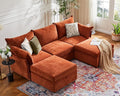 ABCASA 102.6" U Shaped Modular Sectional Sofa, 5 Seater Couch with Storage Ottoman Deep Seat and High Backrest with Removable Cover for Living Room, Apartment - Chenille Terracotta Orange