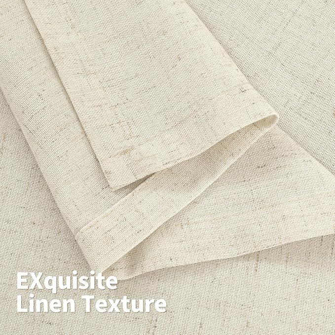 YoungsTex Beige Linen Curtains 63 Inch Length for Living Room 2 Panels, Light Filtering Window Drapes Semi Sheer with Grommet Rustic Natural for Bedroom, 52 X 63 Inch