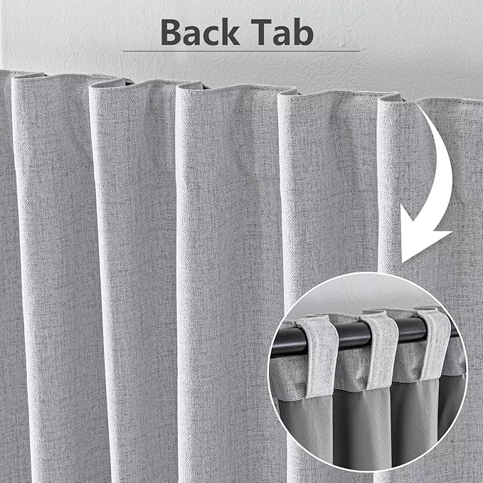 100% Blackout Curtains for Living Room, 90 Inch Curtains 2 Panel Set Light Blocking, Back Tab & Rod Pocket Thermal Insulated Drapes Bedroom Windows Home Decor(52W × 90L inch, Off-White)