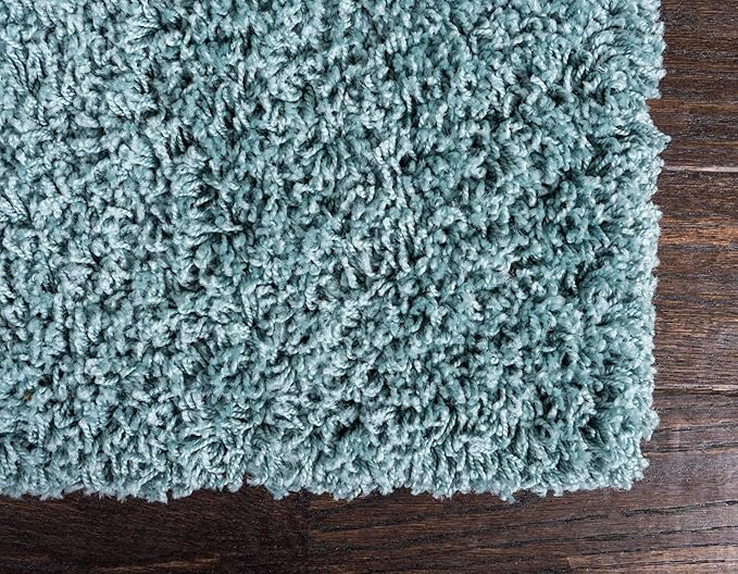 Unique Loom Solid Shag Collection Area Rug (3' 3" x 5' 3" Rectangle, Light Slate Blue)