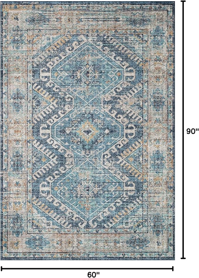 Loloi II Skye Collection SKY-03 Denim/Natural 5'-0" x 7'-6" Area Rug