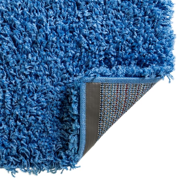 Unique Loom Solid Shag Collection Area Rug (6' 1" x 9' Rectangle, Periwinkle Blue)