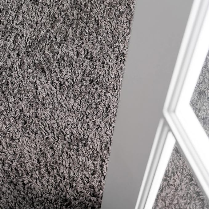 Unique Loom Solid Shag Collection Area Rug (7' 10" x 10' Oval, Graphite Gray)