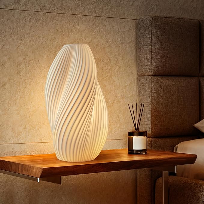 RONDURE 11.9" Modern Ceramic Table Lamp, Fully Dimmable Modern Bedside Lamps for Bedroom, Living Room and Nightstand, White Translucent Ceramic Shade, Warm Ambient Lighting, Corded, Bulb Included