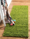 Unique Loom Solid Shag Collection Area Rug (2' 6" x 13' 1" Runner, Grass Green)