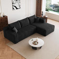 96" Sectional Couches for Living Room Modern Modular Sofa with L-Shape Couchs Upholstered Boneless Couch Deep Seat Sectional Couch with Chaise (Black, 96" Right Facing Chaise+2Seaters)