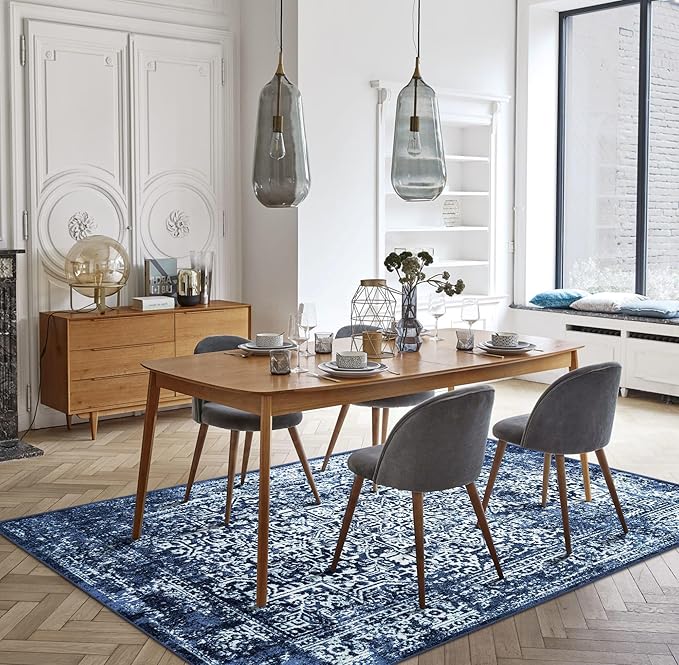 vivorug Runner Rug 2'x8' Vintage Washable Non-Slip Runners for Hallways Kitchen Entryway Laundry Room Carpet Hallway Runner Navy Blue