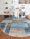 Unique Loom Autumn Collection Area Rug - Providence (7' 10" Round, Blue Gray/ Light Brown)