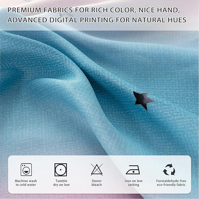XiDi Dream Star Blackout Curtains for Kids Rooms Girl Princess Curtain for Daughter Bedroom Window (Pink Purple, W34 X L72)