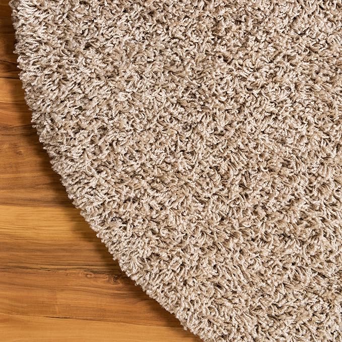 Unique Loom Solid Shag Collection Area Rug (4' 1" Round, Taupe)