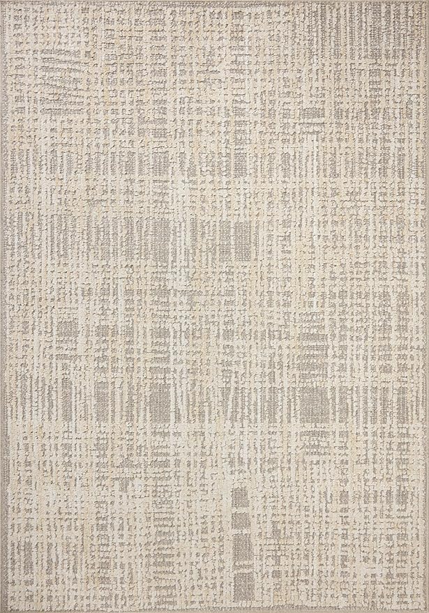 Loloi Amber Lewis Bexley Collection BEX-07 Natural/Dove 6'-6" x 9'-3" Area Rug Neutral, Textured, Living, Bedroom, Dining, Carpet