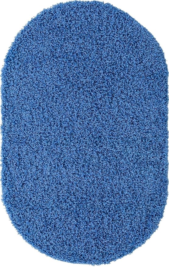 Unique Loom Solid Shag Collection Area Rug (3' 3" x 5' 3" Oval, Periwinkle Blue)