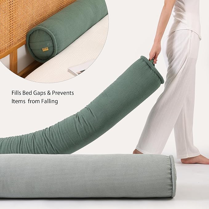 Cuddle Pillow – Corduroy Long Body Pillow for Adults, Cozy Bolster Pillow for Bed, Soft & Supportive for Relaxing Sleep,39 x 7.87 Inches,Peacock Blue