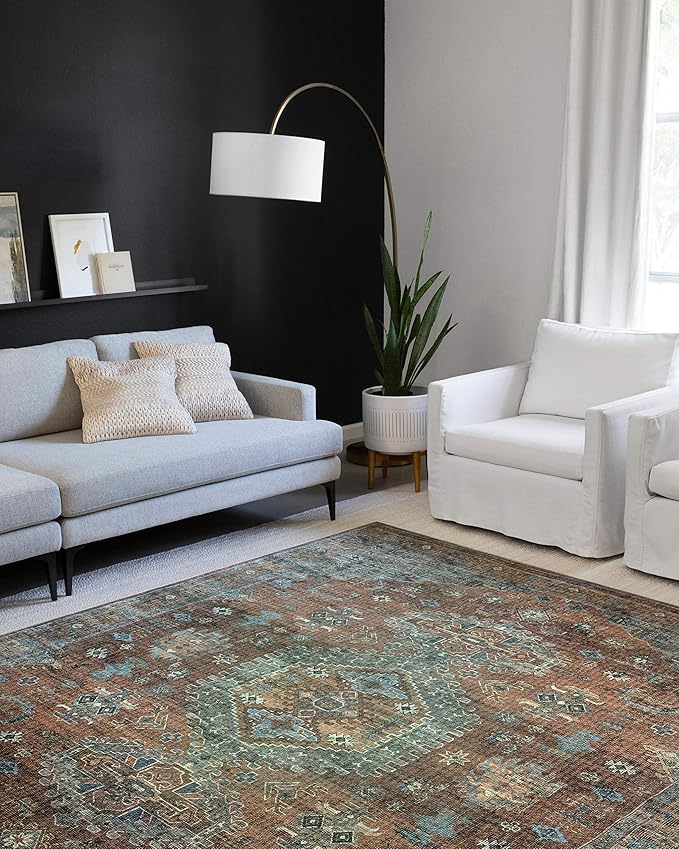 Loloi Skye Collection SKY-07 Terracotta/Sky 2'-0" x 5'-0" Accent Rug