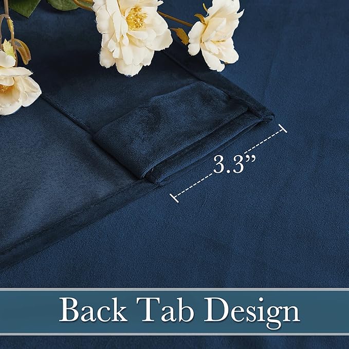 RYB HOME Velvet Curtains - Blackout Curtains for Living Room,Thermal Insulated Noise Reducing Panel Soft Luxury Vertical Sense Window Decor for Cottage Farmhouse, Navy Blue, W52 x L120 inch, 2 Panels