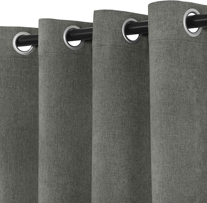 Macochico 120" Wx84 L 100% Blackout Chenille Curtains for Sliding Door Living Room Bedroom, Luxury Drapery for Hotel Home Theater, Rock Grey Thermal Window Treatments with Tieback, Grommet, 1 Panel