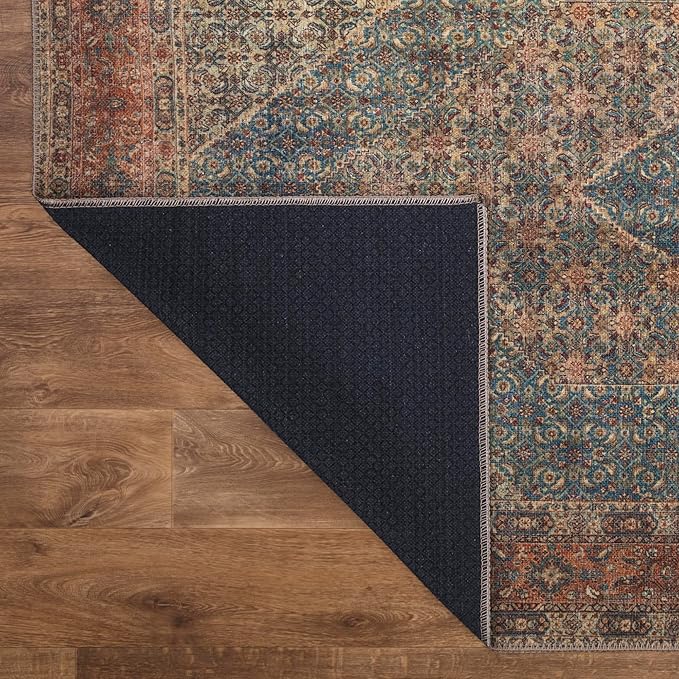 Keen Home Design 2x12 Rug - Machine Washable Runner Rug with Non-Slip Backing, Ideal for Hallway, Entryway, Kitchen, Laundry Room - Vintage, Easy Clean, Durable, Low Pile - (2'6" x 12')