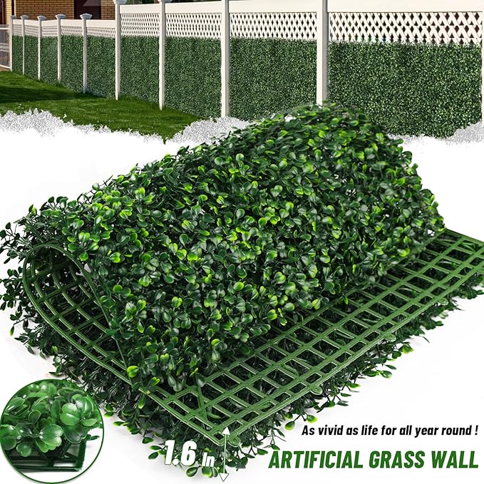 Artificial Ivy Privacy Fence Screen, 40X120 in(34 sqft) UV-Anti Faux Boxwood Roll Panels Greenery Backdrop Vine Leaf Fence Panels for Indoor Outdoor Wall Decor & Ivy Fence Covering Privacy