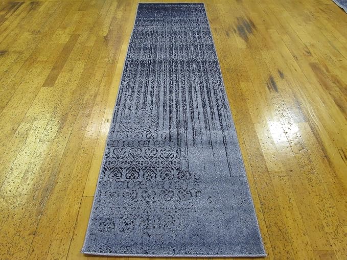 Unique Loom Del Mar Collection Area Rug - Jennifer (2' 7" x 10' Runner, Blue/ Navy Blue)