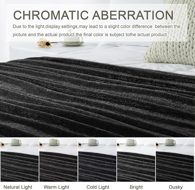 Chenille Throw Blanket for Couch 60"X 80" Twin, Soft Cozy Throws with Fringe Tassel for Bed Sofa Chair Cover, Lightweight Knitted Decorative Boho Blankets for Living Room, Black