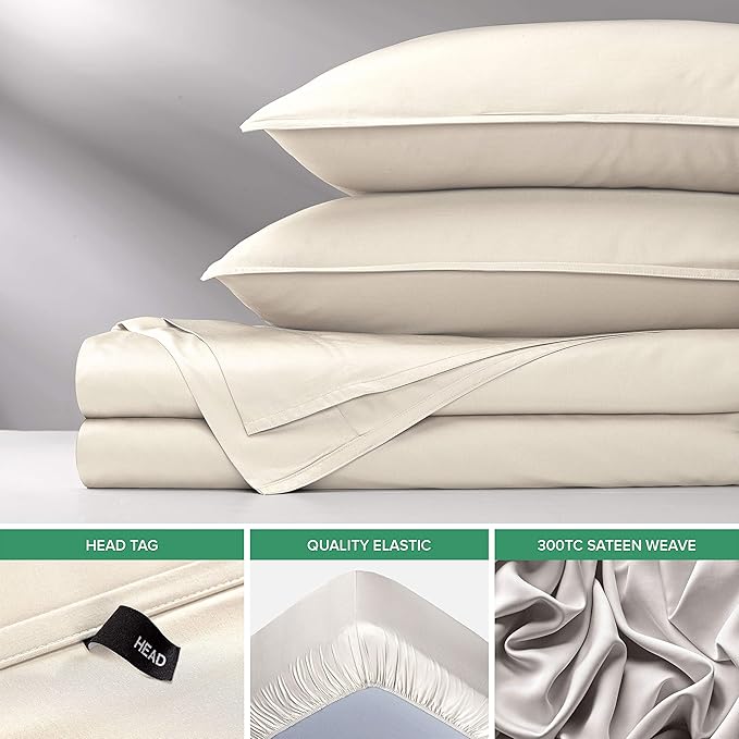 Pure Bamboo Twin Sheets, Genuine 100% Organic Viscose Derived from Bamboo Bed Sheet Set, Luxuriously Soft & Cooling, Double Stitching, 2 Year Quality Promise (Twin, Ivory)