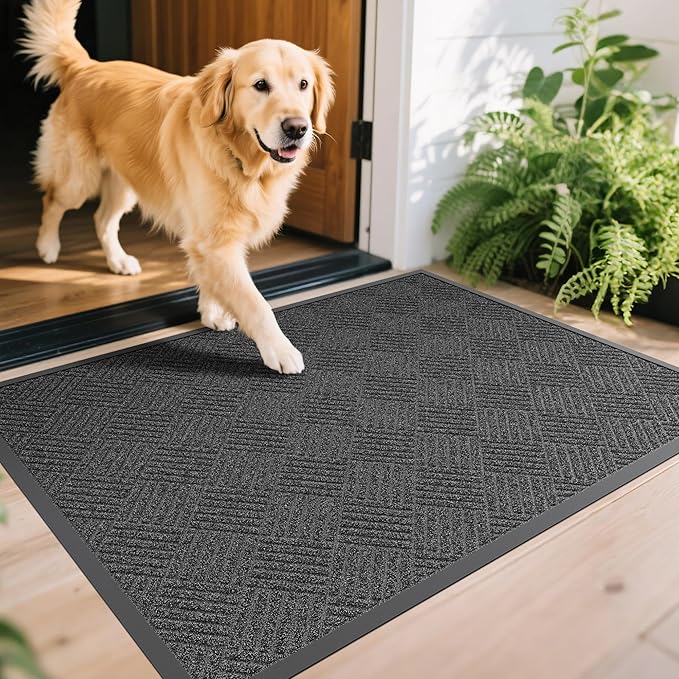 Front Door Mat, 6' x 4' Heavy Duty Indoor Outdoor Doormat, Non-Slip Backing Welcome Mats for Entryway, Low Profile, Commercial Door Mats