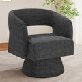 Swivel Accent Chair, Modern Comfy Chenille Barrel Chairs, Oversized Upholstered Round Arm Chair for Living Room, Bedroom, Reading Room, Black, 1 PCS