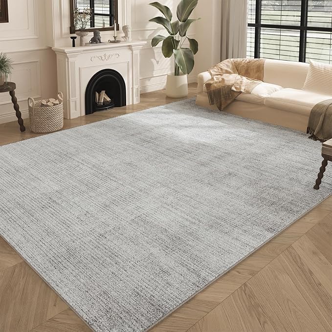 8 x 10 Area Rugs for Living Room, Machine Washable Modern Soft Rugs Gray Carpet for Bedroom Floor Non-Slip Kitchen Rug Indoor Corridor Home Office | Light Grey
