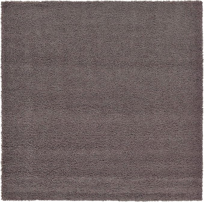 Unique Loom Solid Shag Collection Area Rug (8' Square, Graphite Gray)