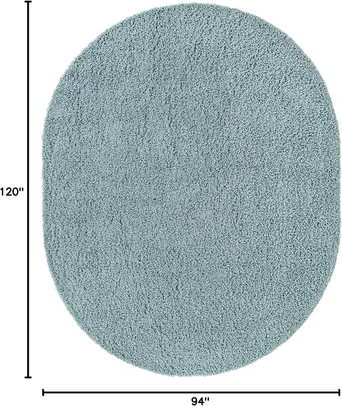 Unique Loom Solid Shag Collection Area Rug (7' 10" x 10' Oval, Light Slate Blue)