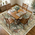 Area Rugs Square 7ft Washable Non-Slip, Floral Vintage Distress Print Pattern Medallion Carpet for Living Room Bedroom Dining Room, Brick Red Rust Neutral Brown Burnt Orange Green