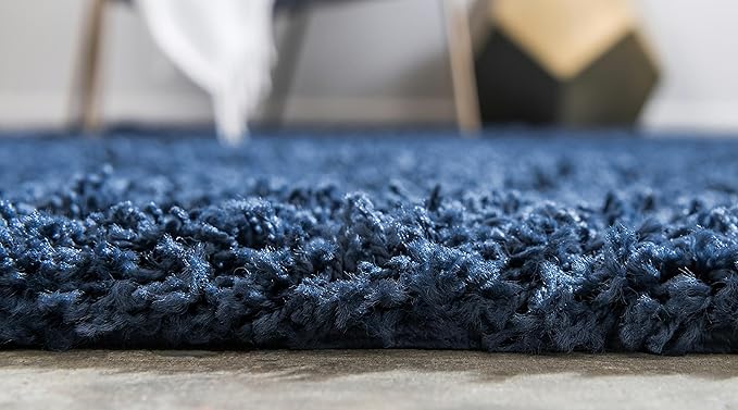 Unique Loom Solid Shag Collection Area Rug (2' 6" x 13' 1" Runner, Sapphire Blue/ Navy Blue)