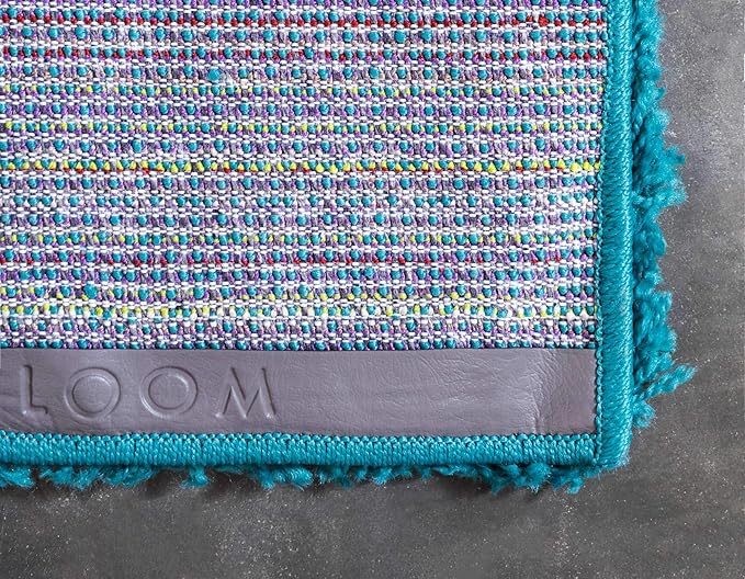 Unique Loom Solid Shag Collection Area Rug (7' 10" x 10' Rectangle, Deep Aqua Blue)