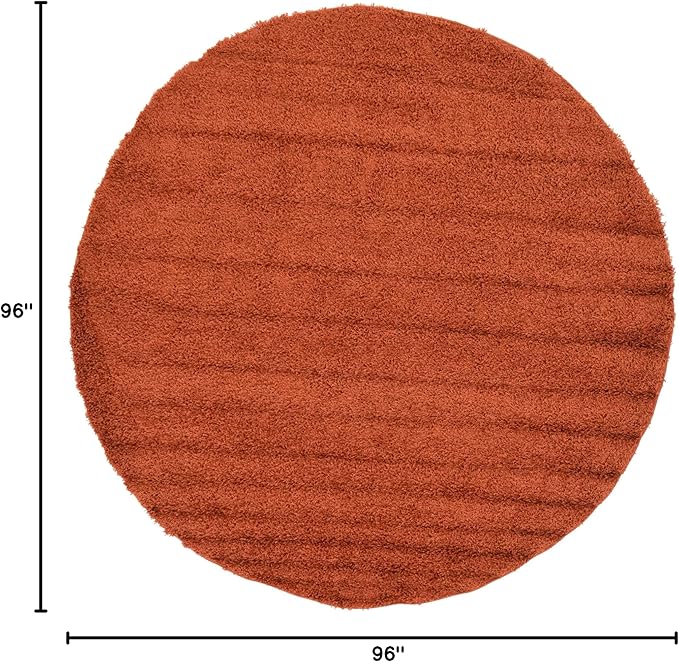 Unique Loom Solid Shag Collection Area Rug (8' Round, Terracotta)