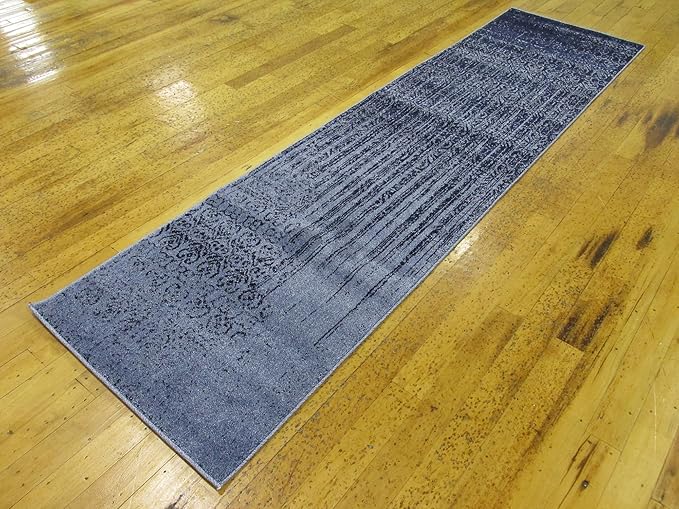 Unique Loom Del Mar Collection Area Rug - Jennifer (2' 7" x 10' Runner, Blue/ Navy Blue)