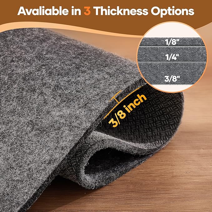 Veken Non Slip Cushioned Rug Pad Gripper 9 x 12 Ft, Felt and Silicone Backing, 3/8 inch Thick Carpet Liner for Hardwood Floors and Finishes, Under Area Rugs Anti Skid Mat, Keep Rugs Safe and in Place