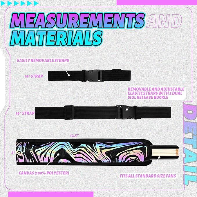 Summer Rave Fan Thigh Holster Rave Fan Holder Folding Hand Pouch Foldable Sleeves with Waist Belt for Thigh Party