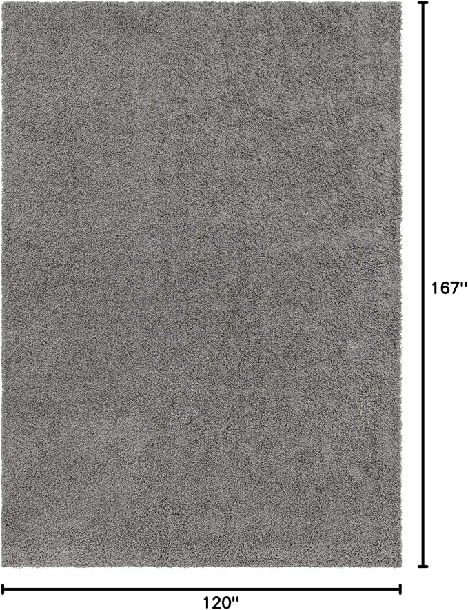 Unique Loom Solid Shag Collection Area Rug (10' x 13' 11" Rectangle, Cloud Gray)